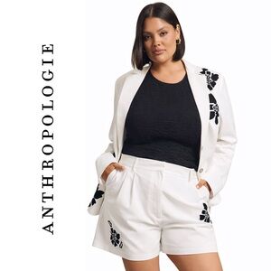 Anthropologie Dolan Left Coast Linen Blend Floral Embroidered Shorts